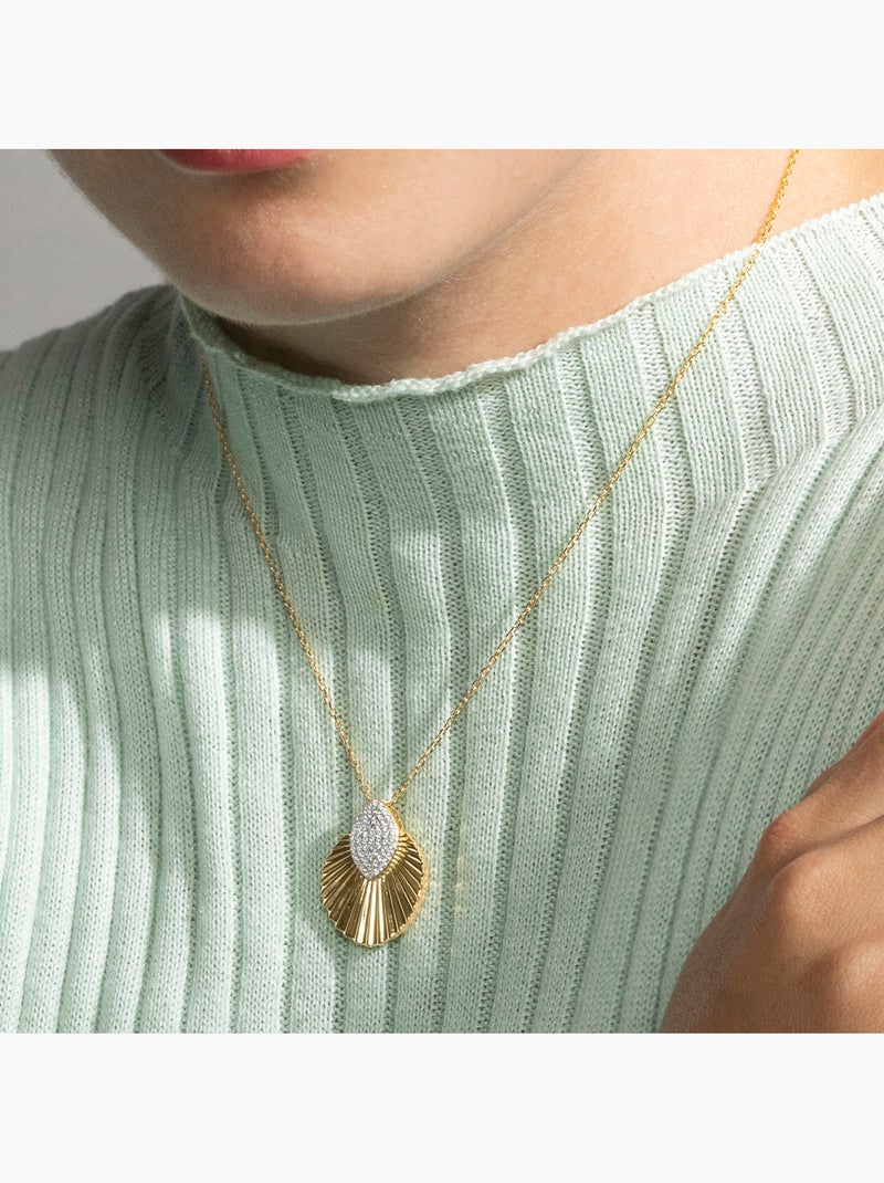 Collier Luxenter en argent sterling 925 et zircone brillante  finition et plaqué or 18k - Drakfar Blanc - Kiabi