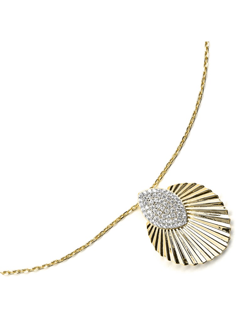 Collier Luxenter en argent sterling 925 et zircone brillante  finition et plaqué or 18k - Drakfar Blanc - Kiabi