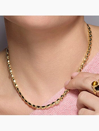 Collier Luxenter en argent sterling 925 et zircone brillante, finition or jaune 18 carats - Gaskel