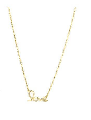 Collier Luxenter en argent sterling 925 et zircone brillante finition or jaune 18k - Amor