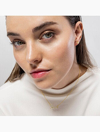 Collier Luxenter en argent sterling 925 et zircone brillante finition or jaune 18k - Amor