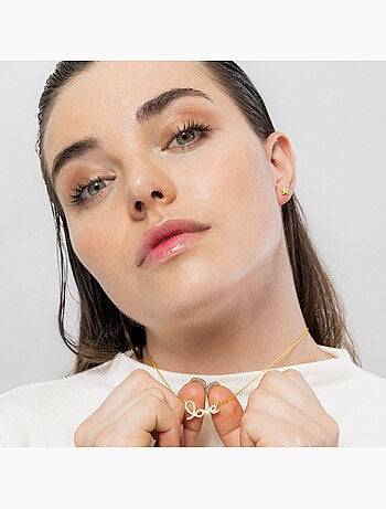 Collier Luxenter en argent sterling 925 et zircone brillante finition or jaune 18k - Amor