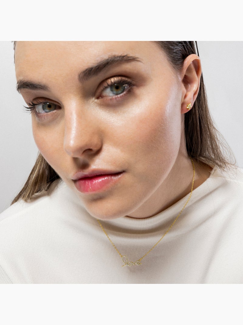 Collier Luxenter en argent sterling 925 et zircone brillante finition or jaune 18k - Amor Argent - Kiabi