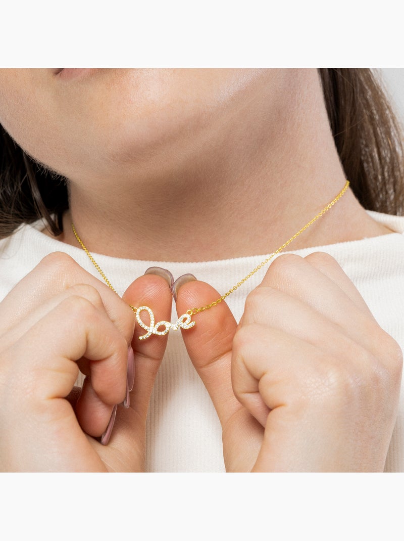 Collier Luxenter en argent sterling 925 et zircone brillante finition or jaune 18k - Amor Argent - Kiabi