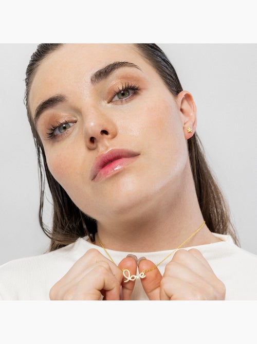 Collier Luxenter en argent sterling 925 et zircone brillante finition or jaune 18k - Amor - Kiabi Collier Luxenter en argent sterling 925 et zircone brillante finition or jaune 18k - Amor - Kiabi