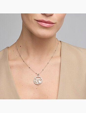 Collier Luxenter en argent sterling 925 et zircone brillante, finition rhodium - Mama
