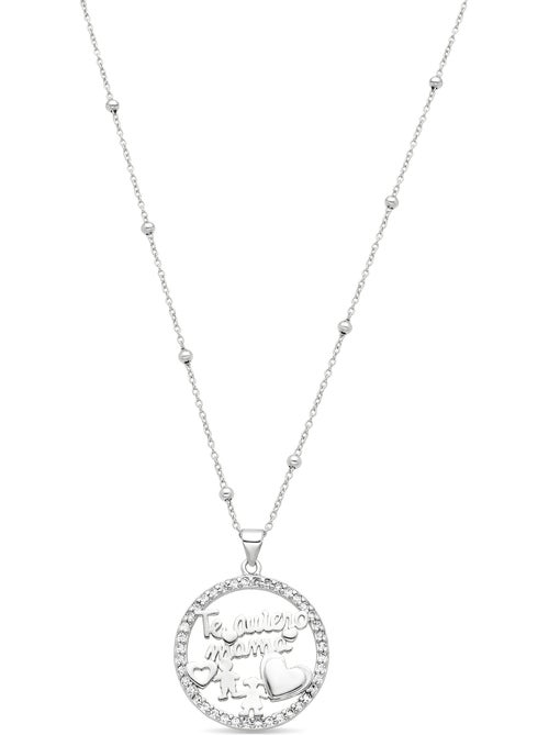 Collier Luxenter en argent sterling 925 et zircone brillante, finition rhodium - Mama - Kiabi