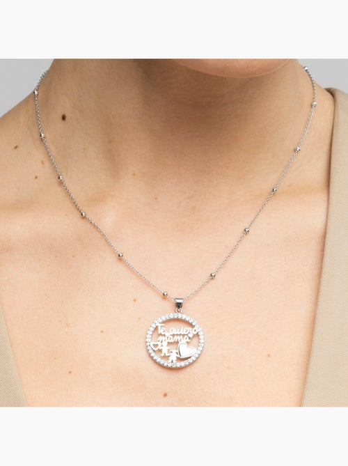 Collier Luxenter en argent sterling 925 et zircone brillante, finition rhodium - Mama - Kiabi