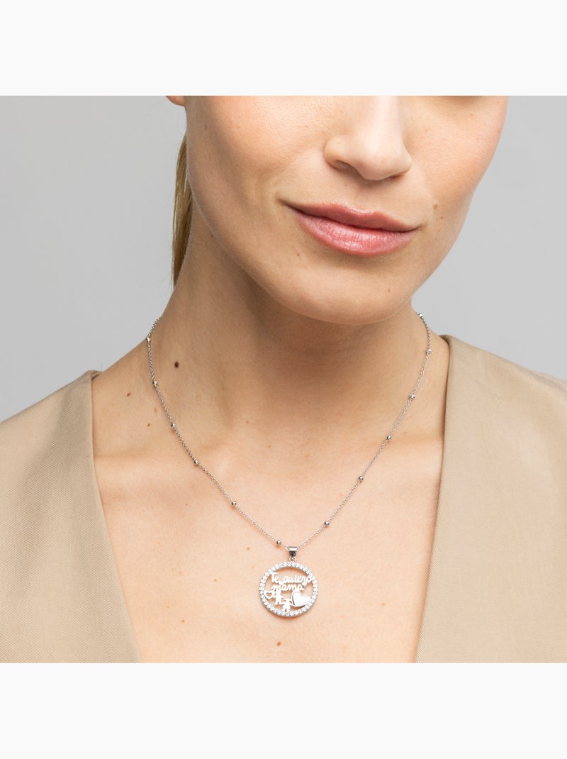 Collier Luxenter en argent sterling 925 et zircone brillante, finition rhodium - Mama Argent - Kiabi