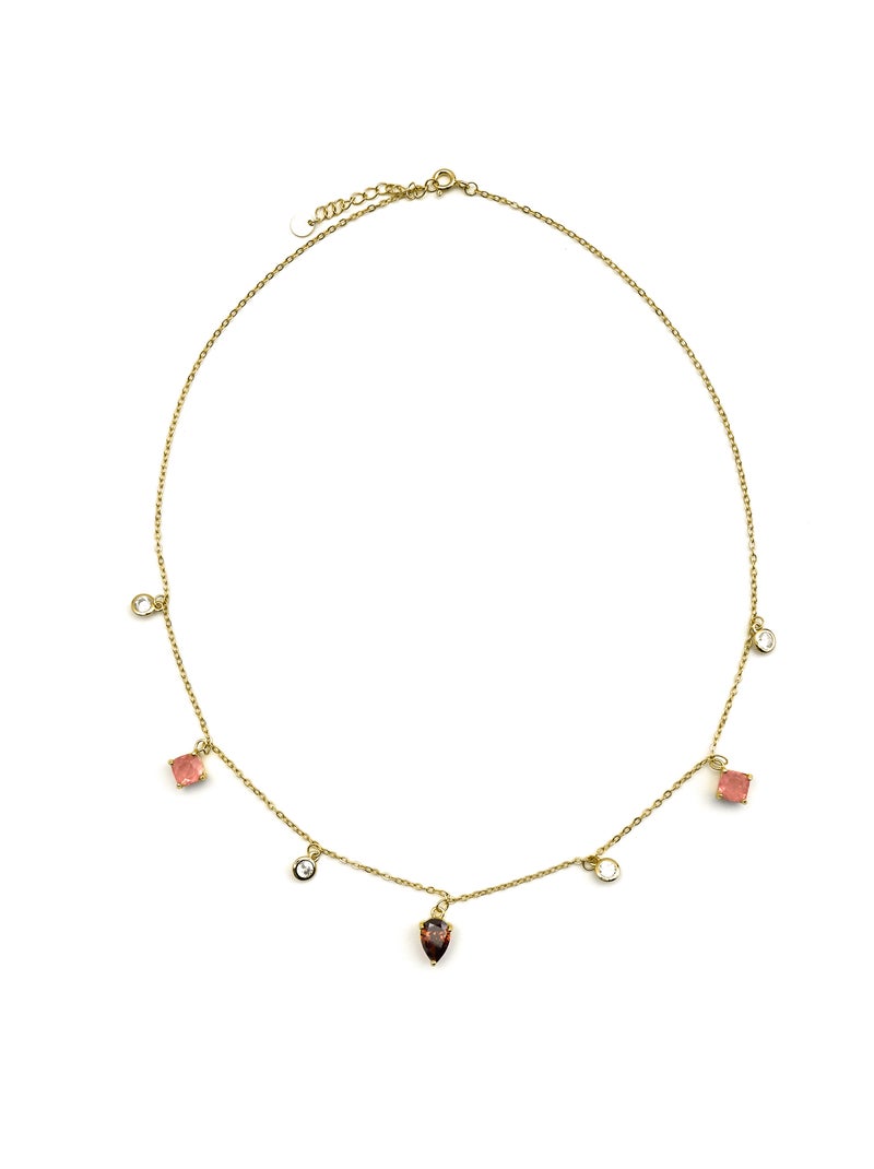 Collier Luxenter en argent sterling 925 et zircone brune finition or 18k - Irul Marron - Kiabi