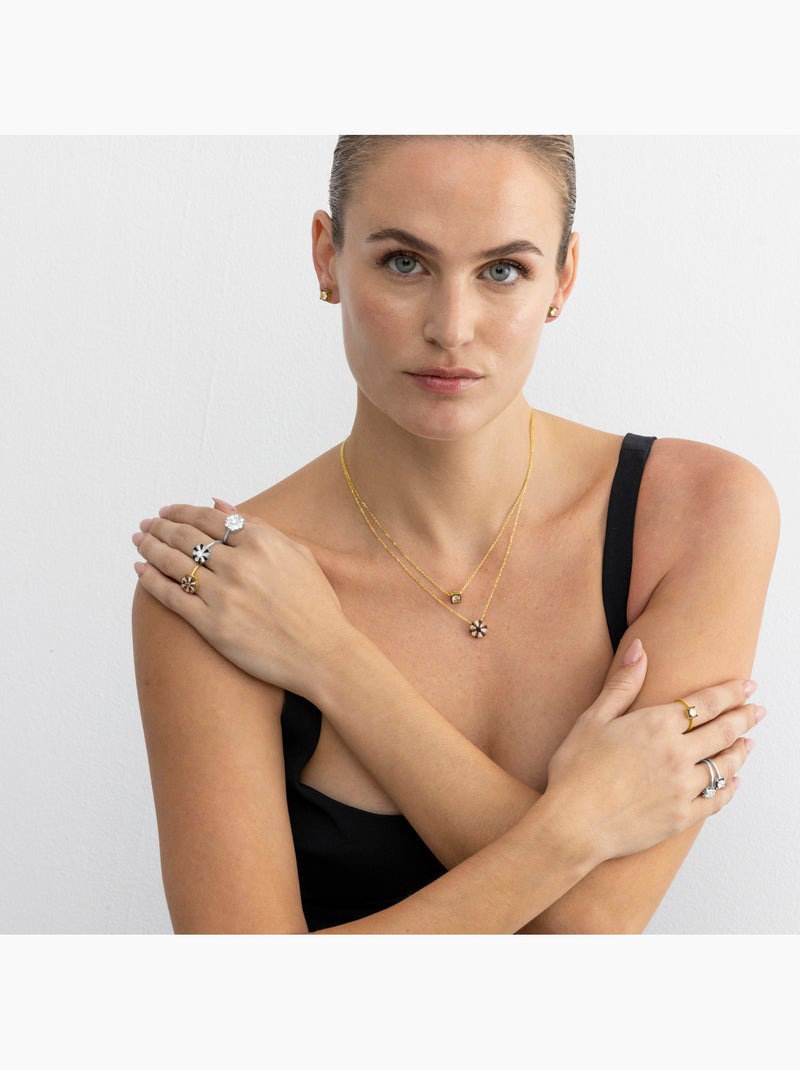 Collier Luxenter en argent sterling 925 et zircone brune finition or 18k - Lehak Marron - Kiabi