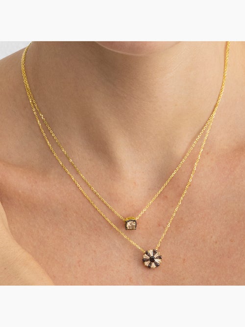 Collier Luxenter en argent sterling 925 et zircone brune finition or 18k - Lehak - Kiabi
