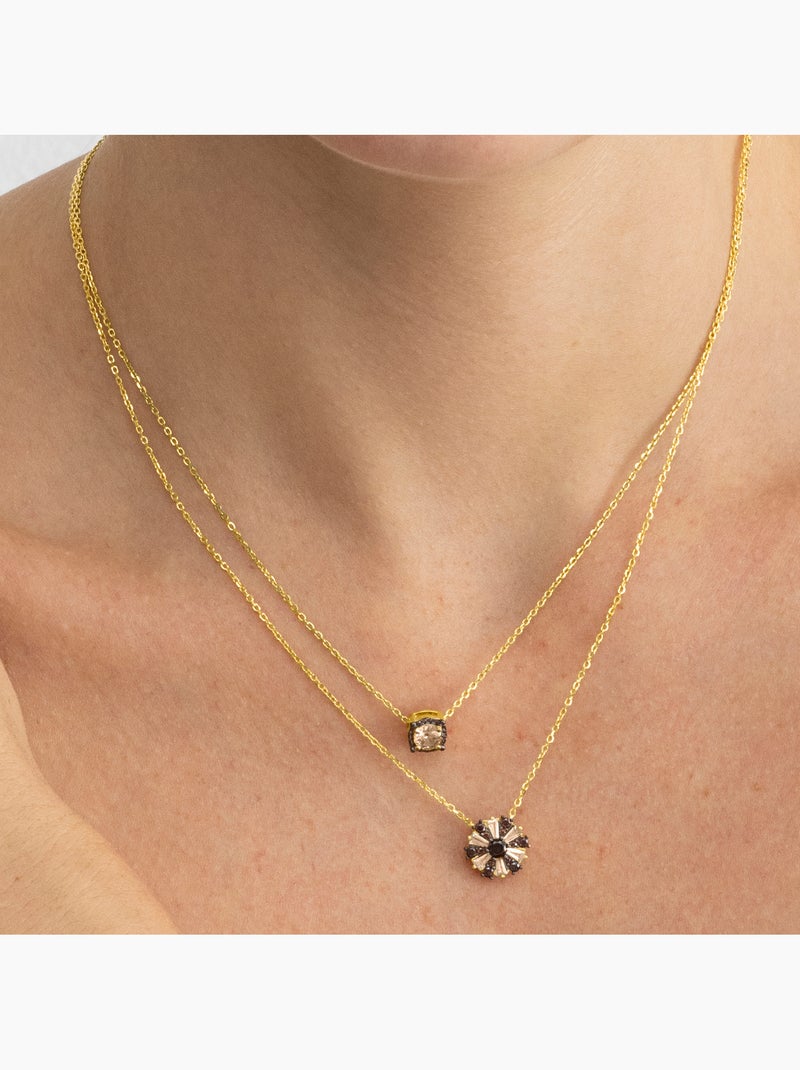 Collier Luxenter en argent sterling 925 et zircone brune finition or 18k - Lehak Marron - Kiabi