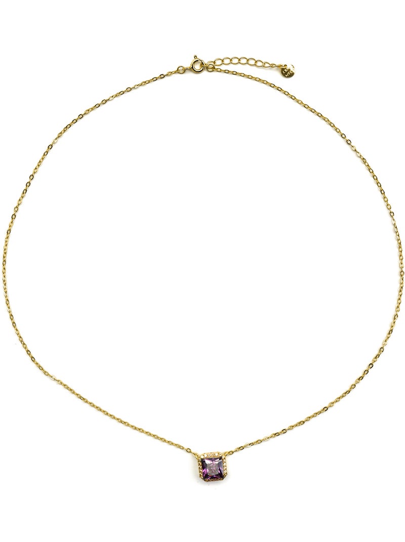 Collier Luxenter en argent sterling 925 et zircone champagne, finition or 18 carats - Nehu Orange - Kiabi