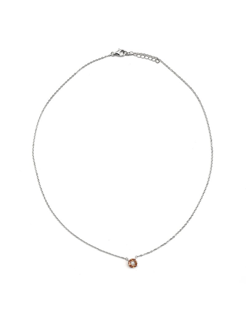Collier Luxenter en argent sterling 925 et zircone champagne finition rhodium - Siankho Orange - Kiabi