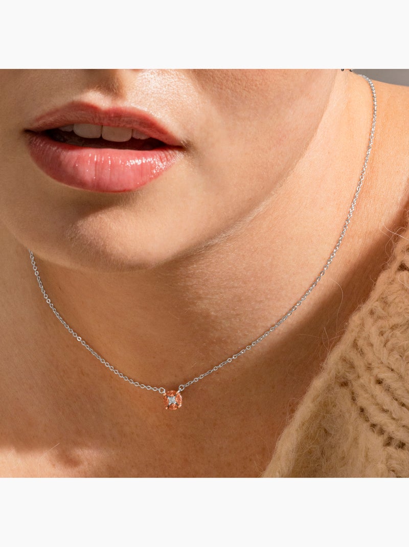 Collier Luxenter en argent sterling 925 et zircone champagne finition rhodium - Siankho Orange - Kiabi