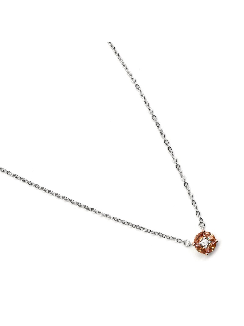 Collier Luxenter en argent sterling 925 et zircone champagne finition rhodium - Siankho Orange - Kiabi