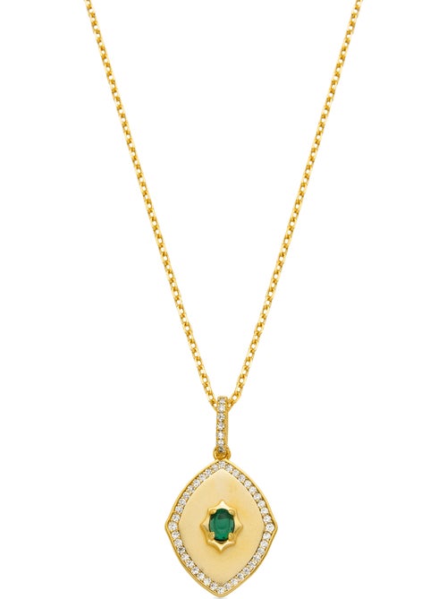 Collier Luxenter en argent sterling 925 et zircone émeraude finition or 18k - Emxy - Kiabi