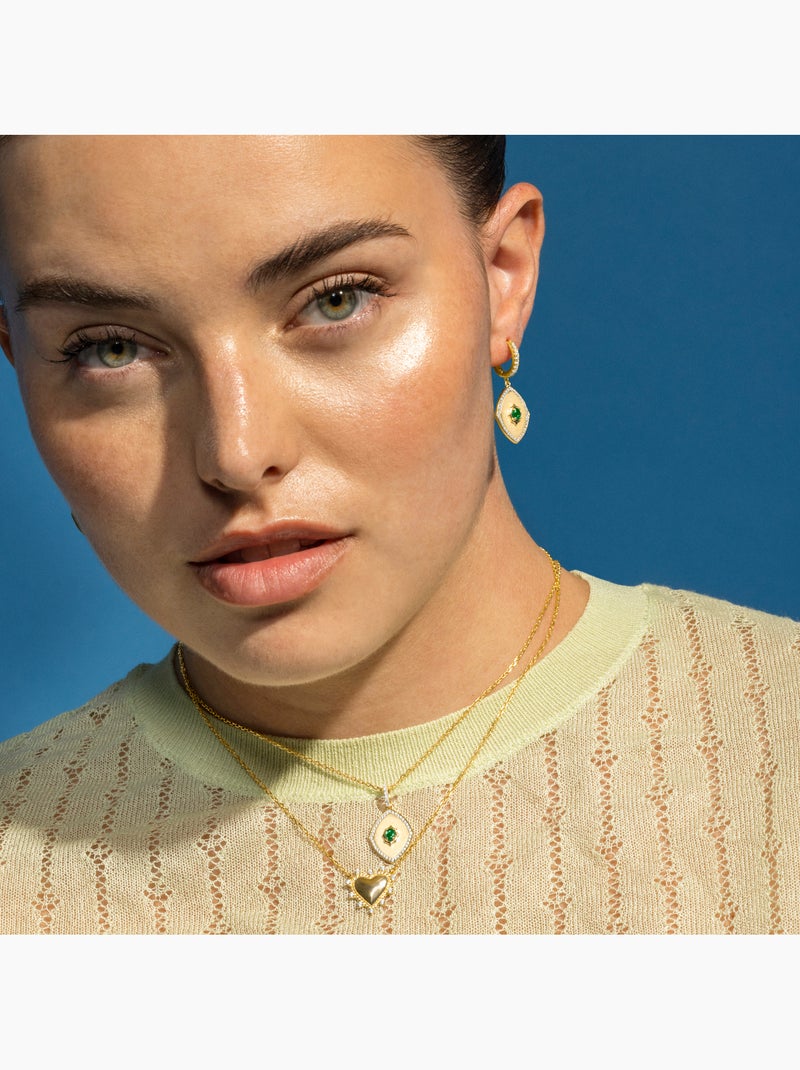 Collier Luxenter en argent sterling 925 et zircone émeraude finition or 18k - Emxy Vert - Kiabi