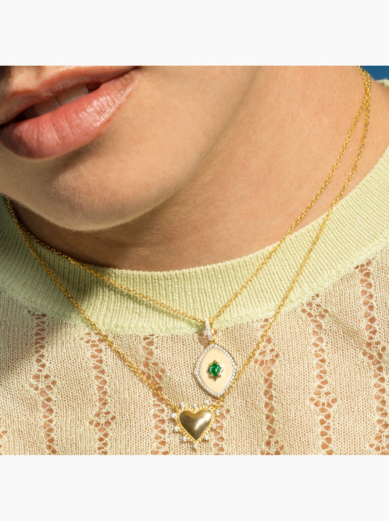 Collier Luxenter en argent sterling 925 et zircone émeraude finition or 18k - Emxy Vert - Kiabi