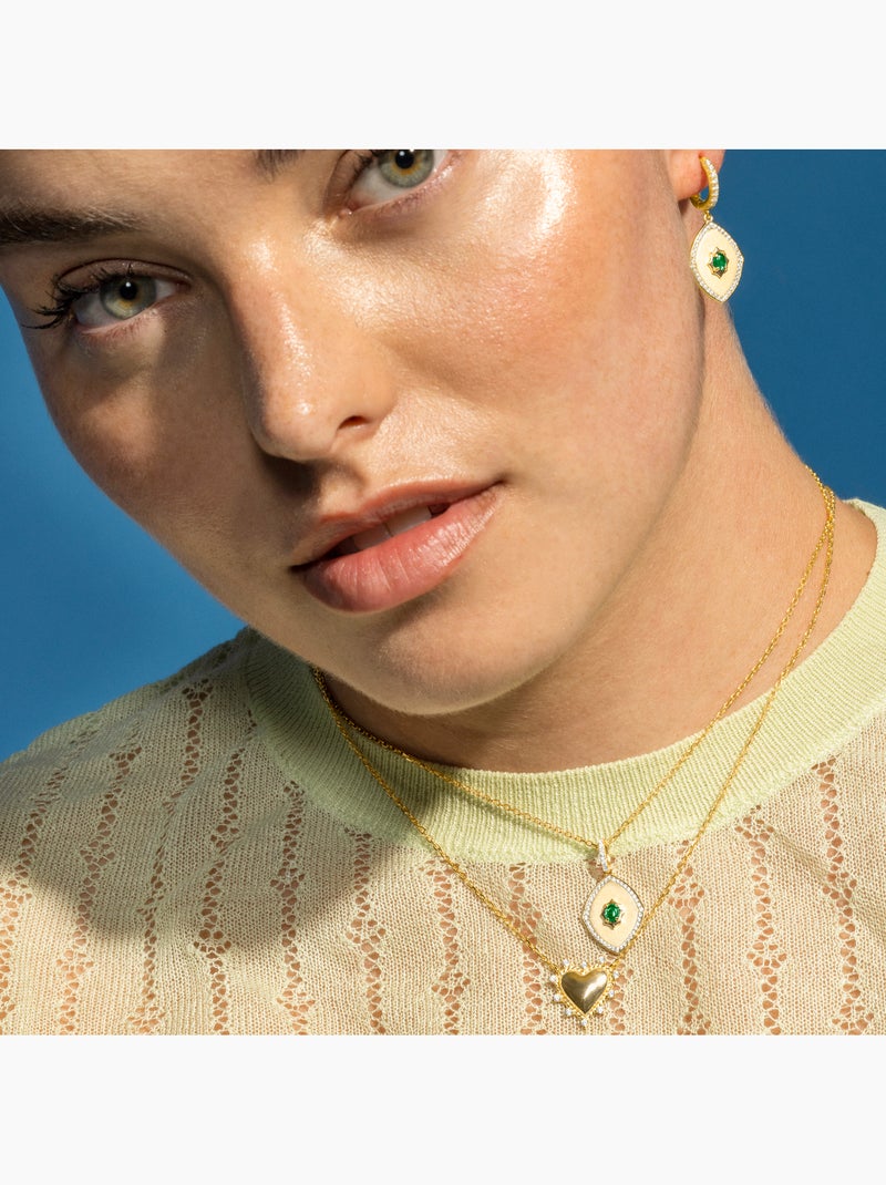 Collier Luxenter en argent sterling 925 et zircone émeraude finition or 18k - Emxy Vert - Kiabi