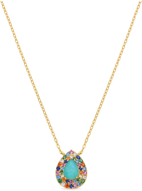Collier Luxenter en argent sterling 925 et zircone multicolore avec finition en or jaune 18 k - Egah - Kiabi