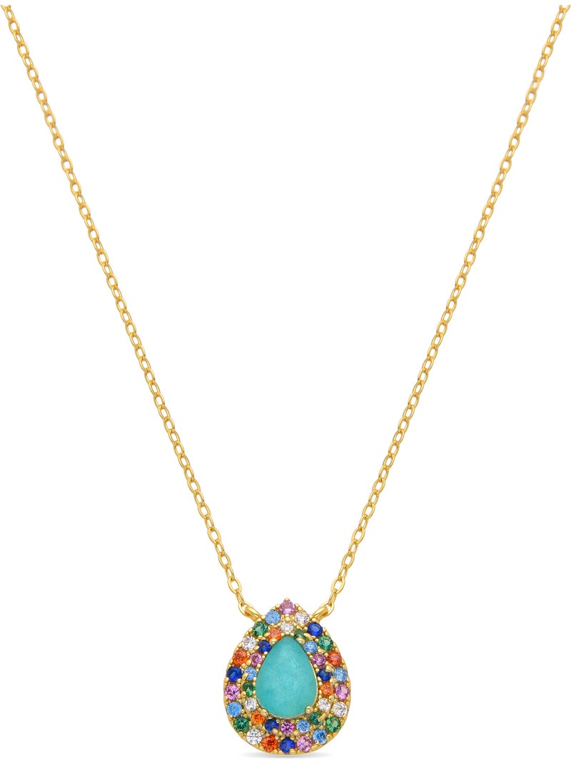 Collier Luxenter en argent sterling 925 et zircone multicolore avec finition en or jaune 18 k - Egah Multicolore - Kiabi