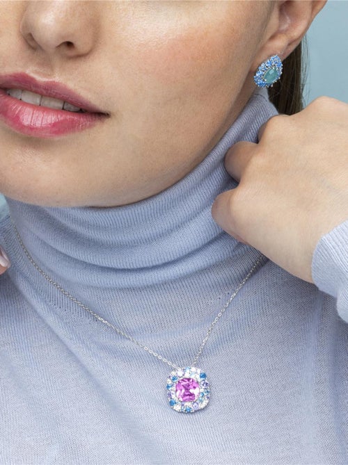 Collier Luxenter en argent sterling 925 et zircone multicolore avec finition en rhodium - Uxre - Kiabi