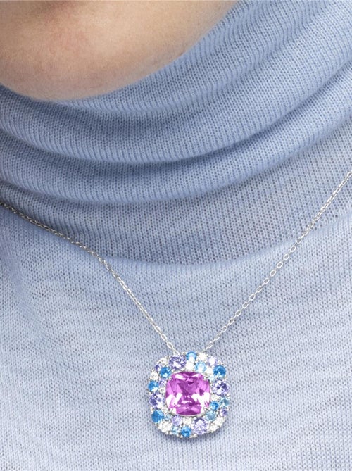 Collier Luxenter en argent sterling 925 et zircone multicolore avec finition en rhodium - Uxre - Kiabi