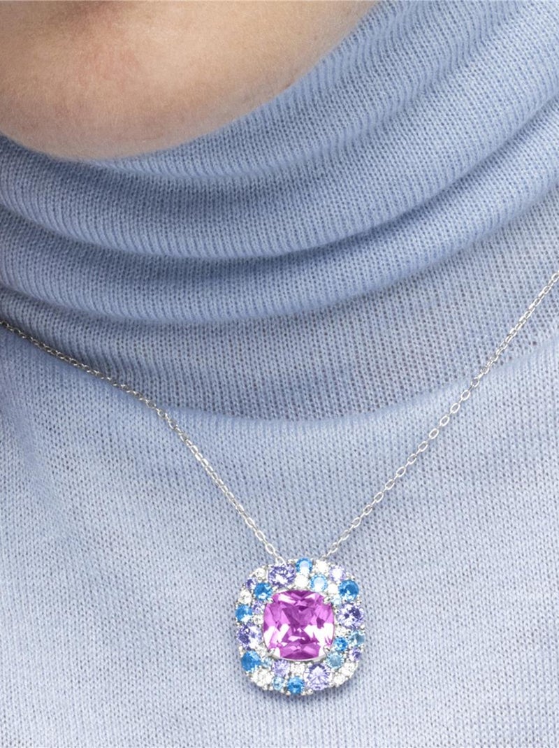 Collier Luxenter en argent sterling 925 et zircone multicolore avec finition en rhodium - Uxre Multicolore - Kiabi