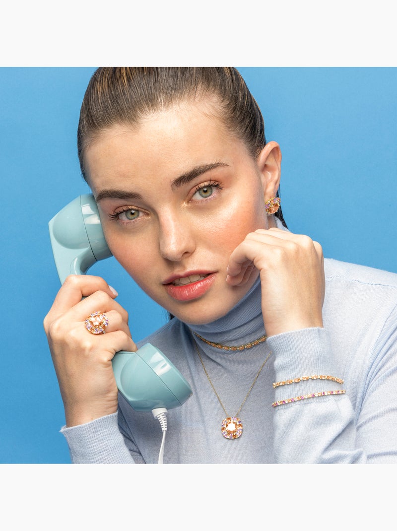 Collier Luxenter en argent sterling 925 et zircone multicolore avec finition et plaqué or 18k - Uxre Multicolore - Kiabi