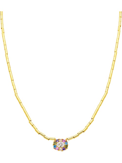 Collier Luxenter en argent sterling 925 et zircone multicolore, finition or jaune 18 carats - Mezay - Kiabi Collier Luxenter en argent sterling 925 et zircone multicolore, finition or jaune 18 carats - Mezay - Kiabi