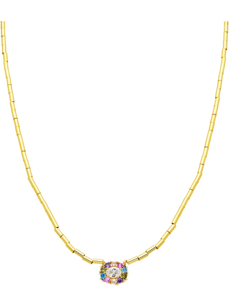 Collier Luxenter en argent sterling 925 et zircone multicolore, finition or jaune 18 carats - Mezay Multicolore - Kiabi