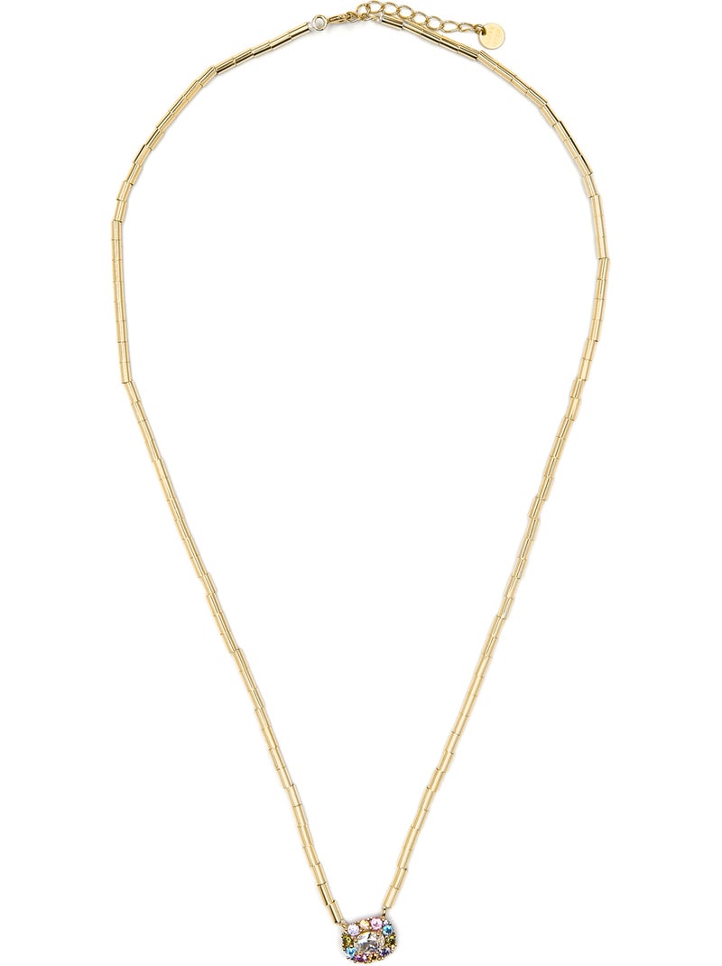 Collier Luxenter en argent sterling 925 et zircone multicolore, finition or jaune 18 carats - Mezay Multicolore - Kiabi