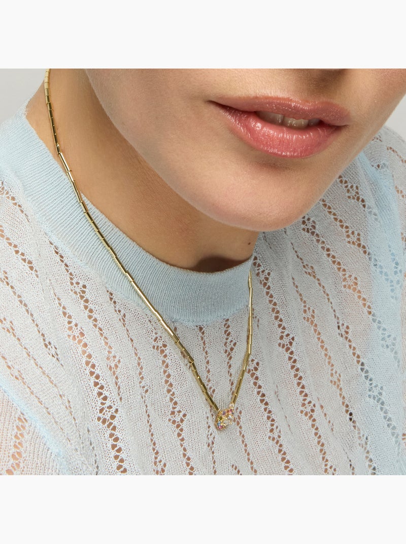 Collier Luxenter en argent sterling 925 et zircone multicolore, finition or jaune 18 carats - Mezay Multicolore - Kiabi