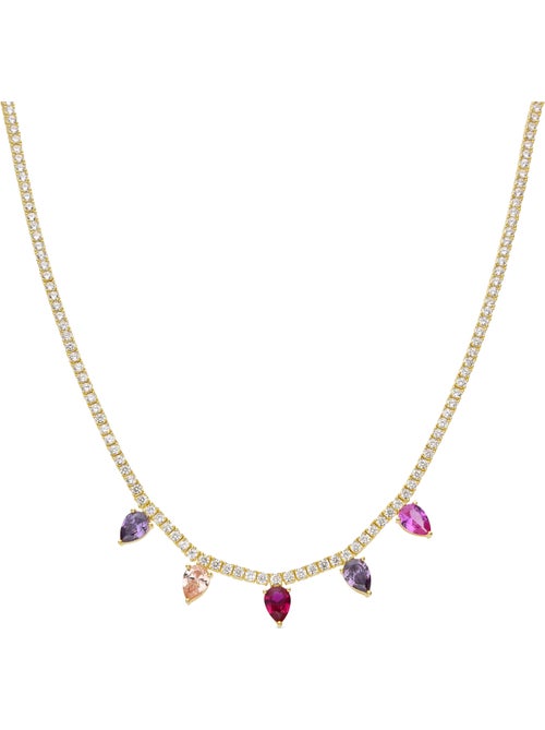 Collier Luxenter en argent sterling 925 et zircone multicolore finition or jaune 18k - Pryrys - Kiabi
