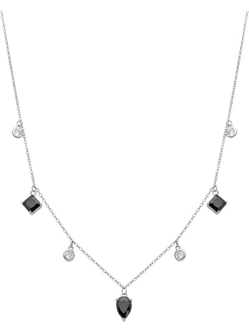 Collier Luxenter en argent sterling 925 et zircone Onix finition rhodium - Irul - Kiabi