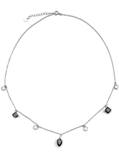 Collier Luxenter en argent sterling 925 et zircone Onix finition rhodium - Irul - Kiabi