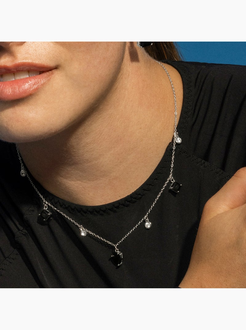 Collier Luxenter en argent sterling 925 et zircone Onix finition rhodium - Irul Noir - Kiabi