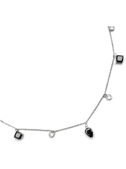 Collier Luxenter en argent sterling 925 et zircone Onix finition rhodium - Irul - Kiabi