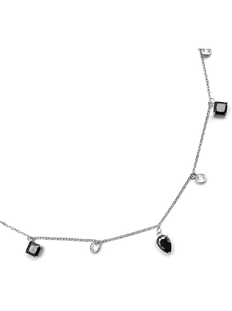 Collier Luxenter en argent sterling 925 et zircone Onix finition rhodium - Irul Noir - Kiabi