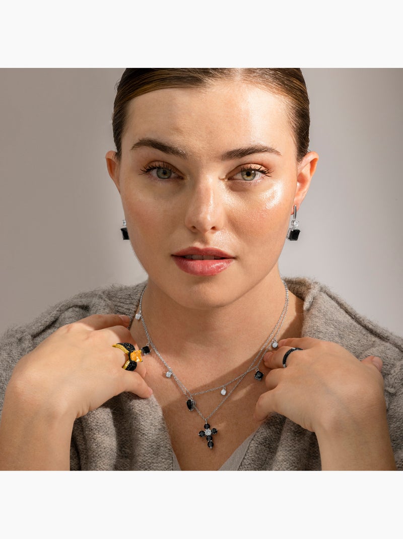 Collier Luxenter en argent sterling 925 et zircone Onix finition rhodium - Irul Noir Noir - Kiabi