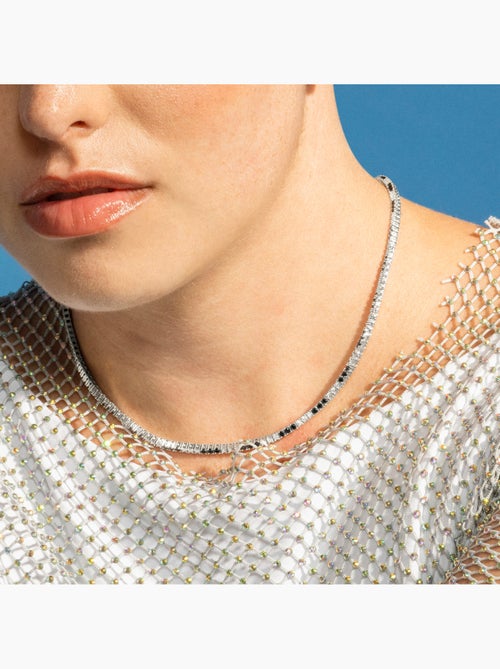 Collier Luxenter en argent sterling 925 et zircone Onix finition rhodium - Tahu - Kiabi