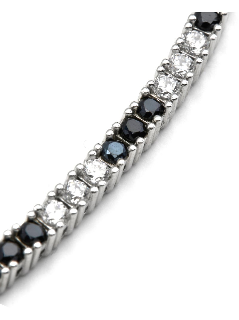 Collier Luxenter en argent sterling 925 et zircone Onix finition rhodium - Tahu Noir - Kiabi
