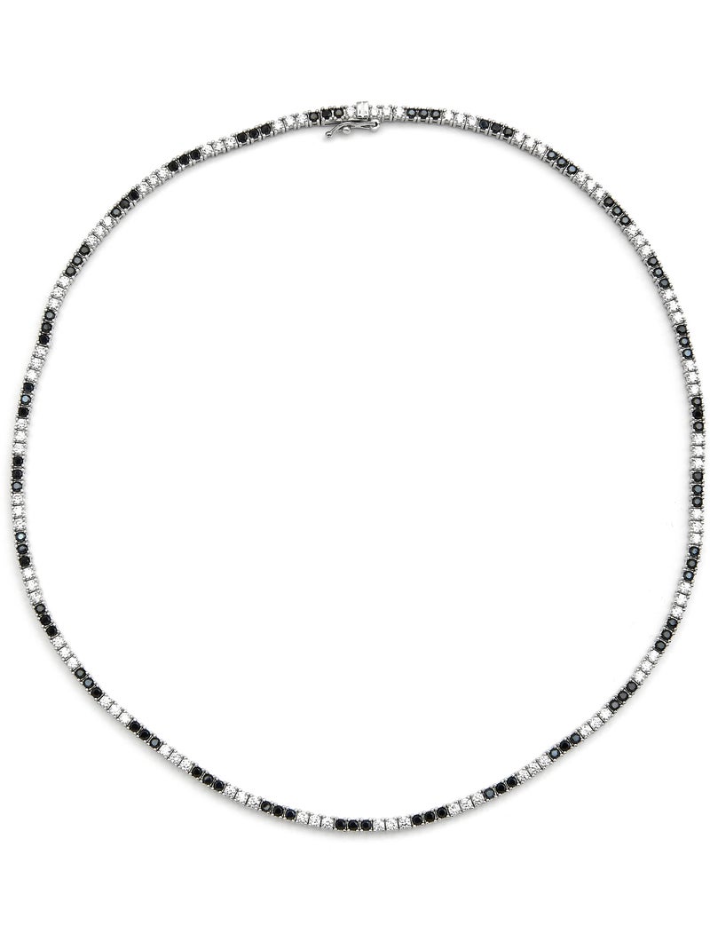 Collier Luxenter en argent sterling 925 et zircone Onix finition rhodium - Tahu Noir Noir - Kiabi