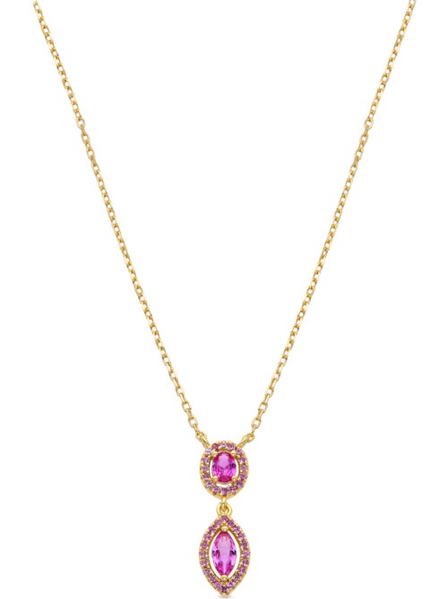 Collier Luxenter en argent sterling 925 et zircone rose, finition or jaune 18 carats - Ontary - Kiabi