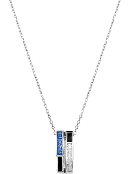 Collier Luxenter en argent sterling 925 et zircone saphir finition rhodium - Nikoa - Kiabi