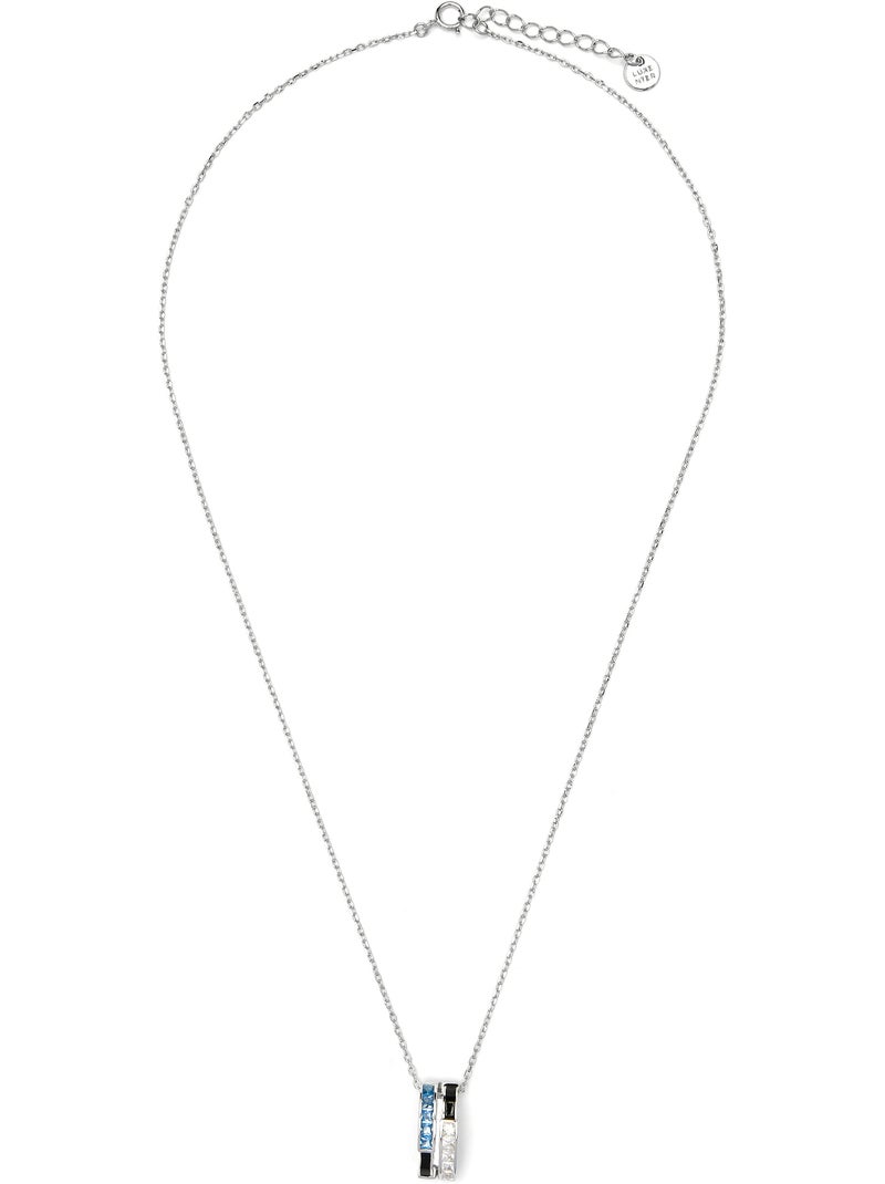 Collier Luxenter en argent sterling 925 et zircone saphir finition rhodium - Nikoa Bleu - Kiabi