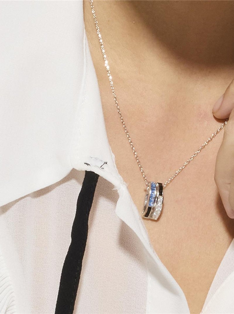 Collier Luxenter en argent sterling 925 et zircone saphir finition rhodium - Nikoa Bleu - Kiabi