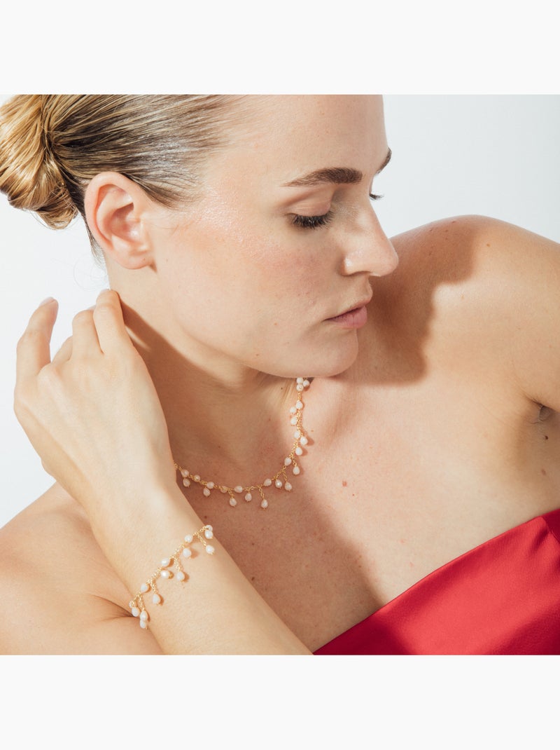 Collier Luxenter en cristal blanc avec finition et plaqué or 18k - Fyre Argent - Kiabi